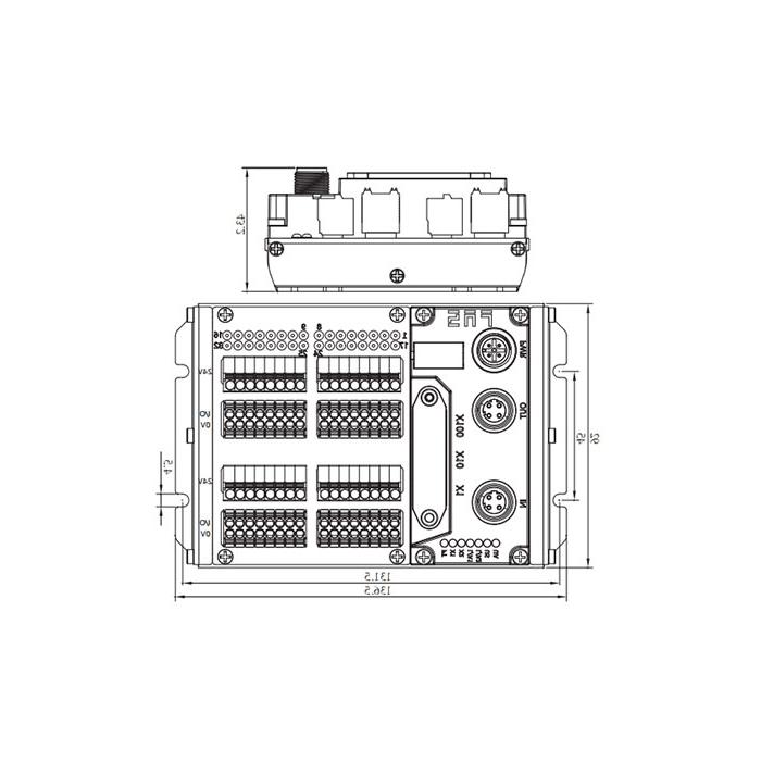 Modbus-RTU protocol, IP20, 32DI/DO adaptive configuration, NPN, terminal, Remote module, 009M51